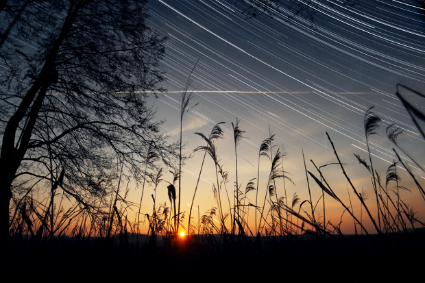 Zachód Słońca i startrails