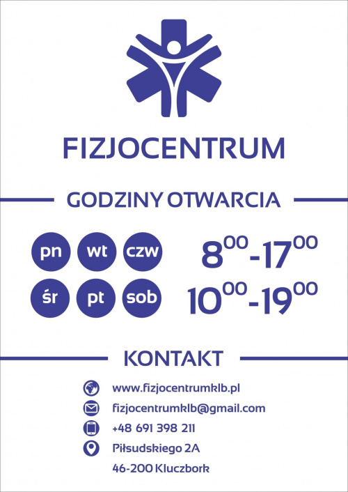 tablica informacyjna gabinet Fizjo Centrum Kluczbork
