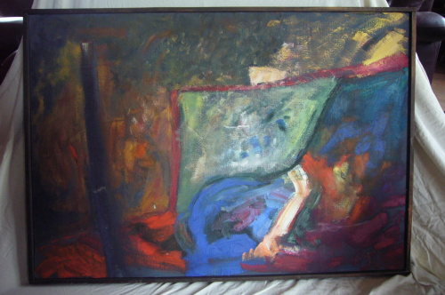 sprzedam obraz przedstawiający piekło, nieznanego artysty, malowany na płótnie, 100 x 70, cena 90 zł